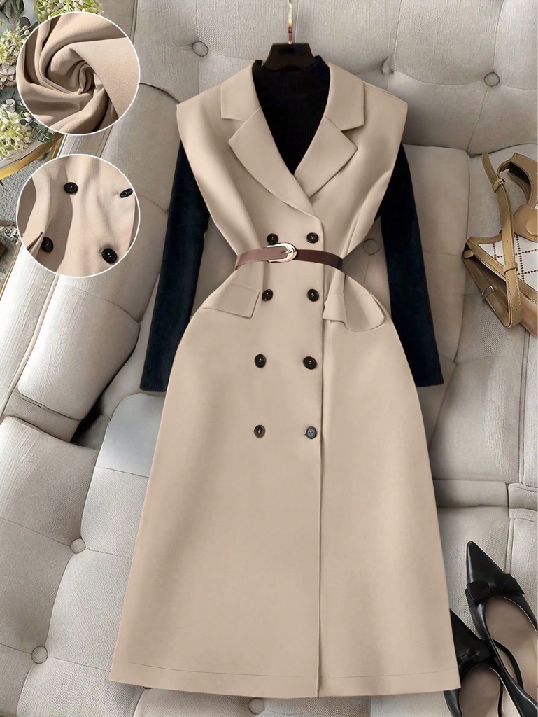 chaleco beige con botonera