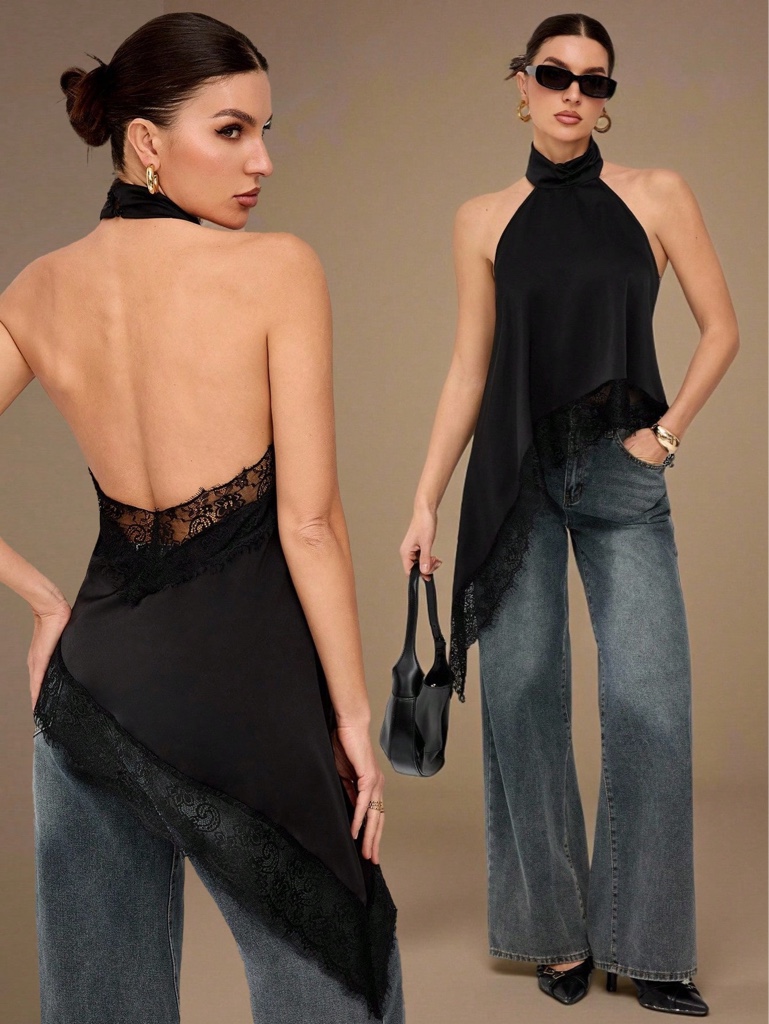 Blusa halter asimétrica