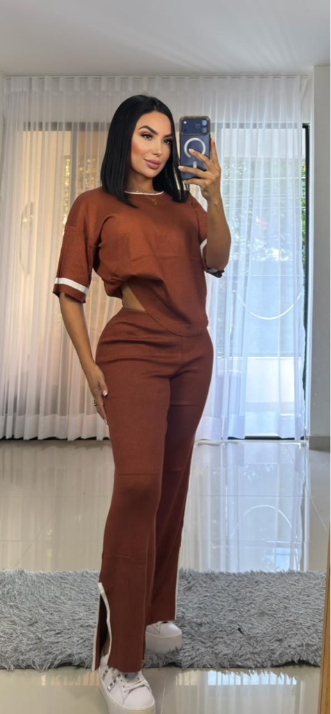 Conjunto Hilo Blanco y Terracota
