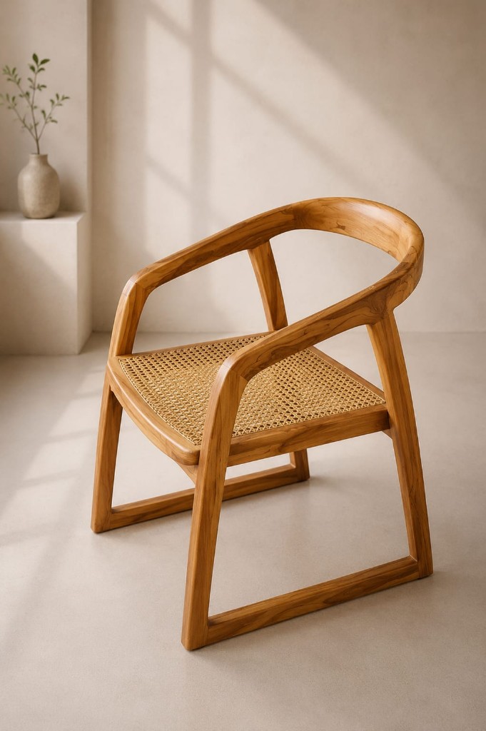 Silla de madera natural