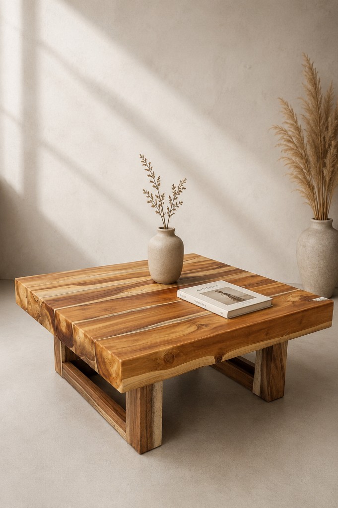 Mesa de centro en bloques de teca