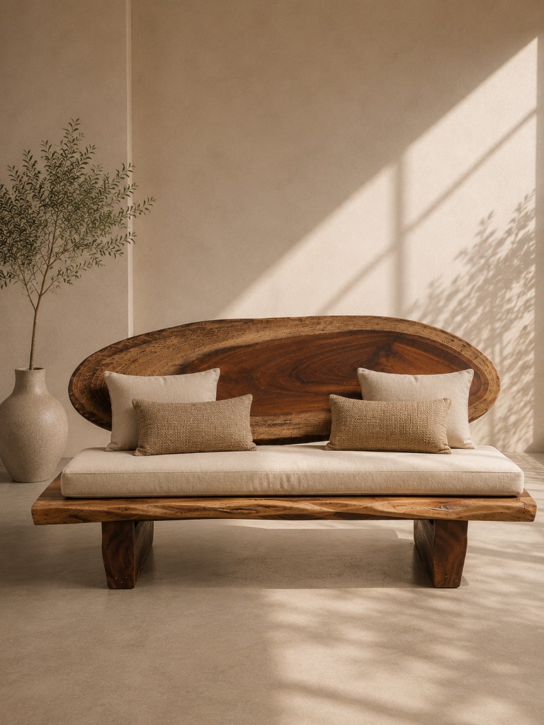 Sofá en madera orgánica con cojinería