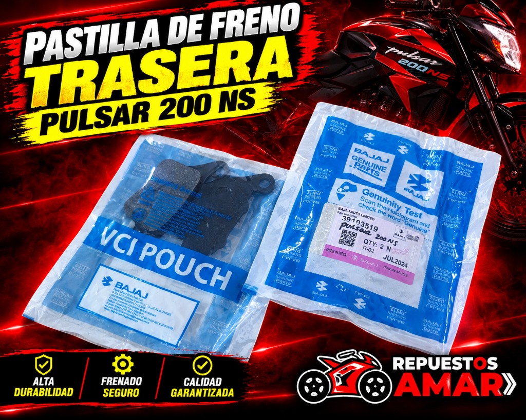 Pastilla de freno trasera Pulsar 200 NS