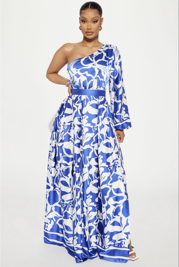 Vacation Destination Satín Maxi Dress