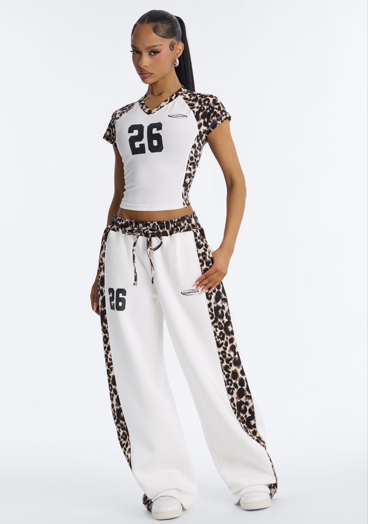 Piper Leopard Wide Leg Fleece Pant Set