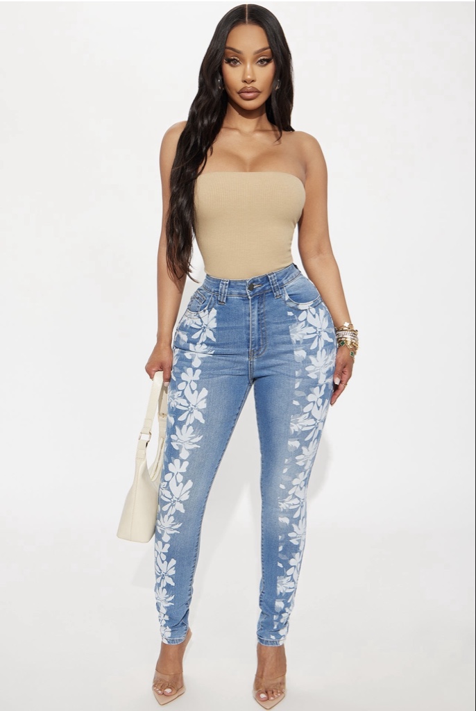 Late Broomer Printed High Waist Skinny Jeans