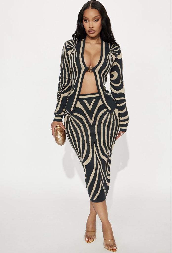 Cameron Sweater Cardigan Midi Skirt Set