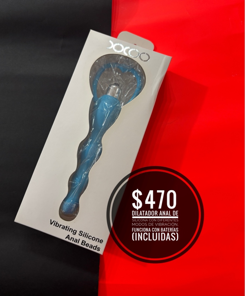 Plug dilatador anal azul de silicona y vibración