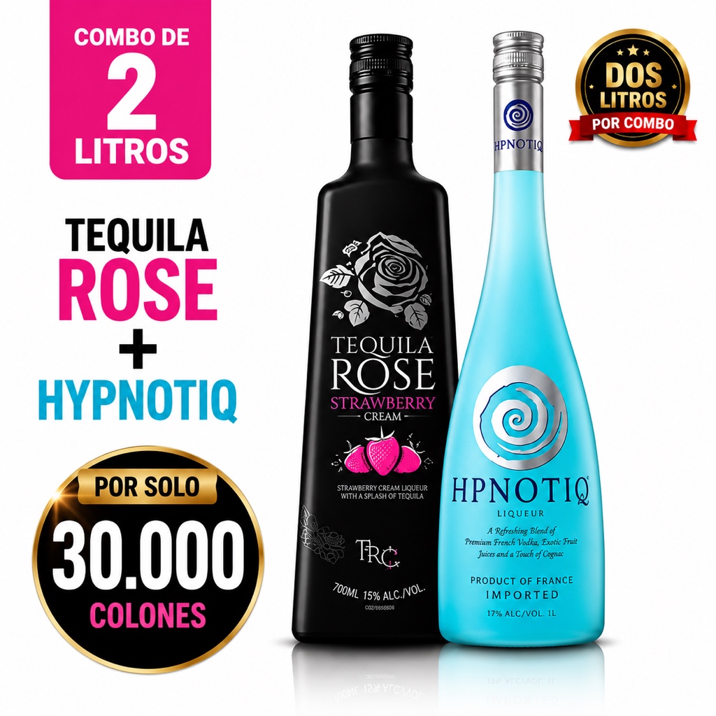 Promo Tequila rose 1lt + Hpnotiq 1lt