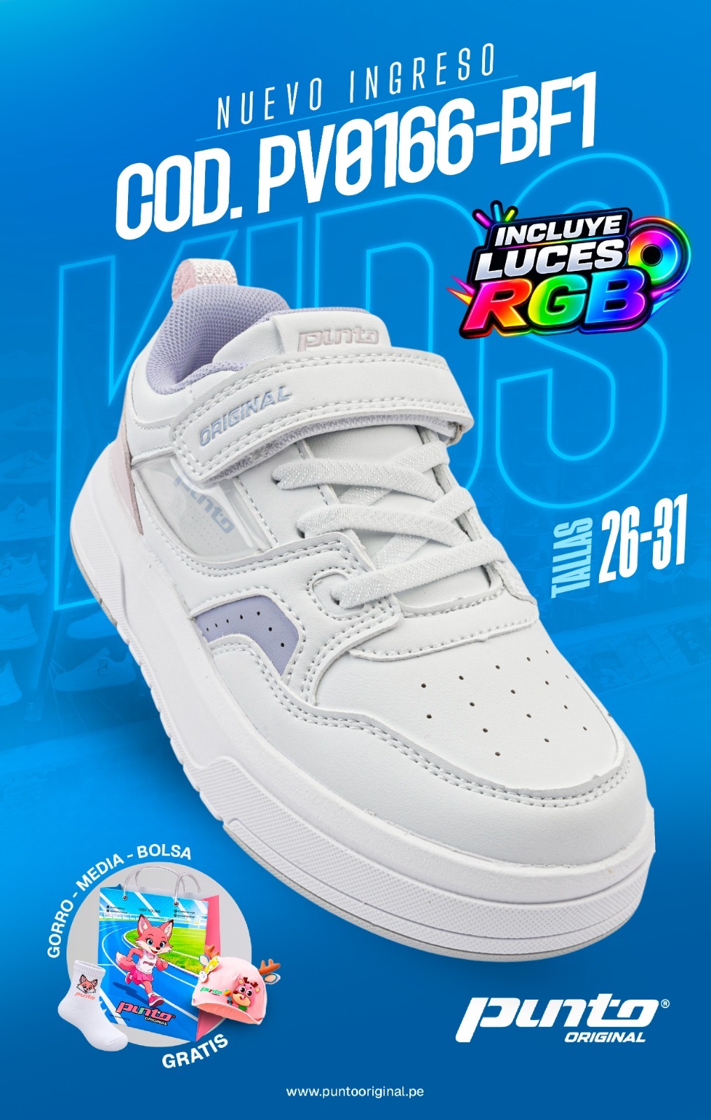 Zapatilla Punto Original PV0166-BF1 con luces RGB