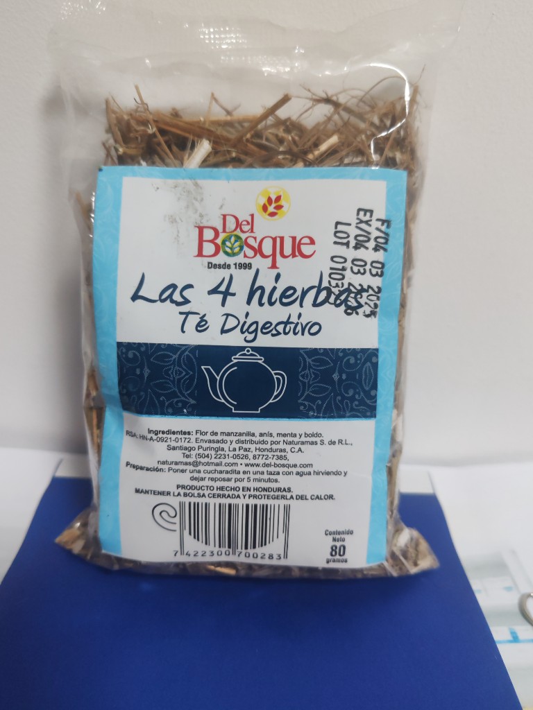 A-6 y I-3  TE DIGESTIVO LAS 4 HIERBAS.  BOLSA DE 80 GRAMOS. DEL BOSQUE