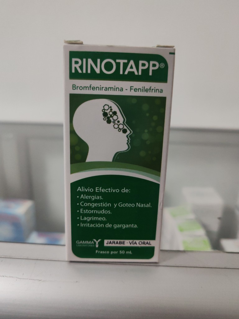 B-4. RINOTAPP JARABE 50ML. (BROMFENIRAMINA 2MG + FENILEFRINA 5MG) FRASCO DE 50ML. GAMMA LABORATORIOS