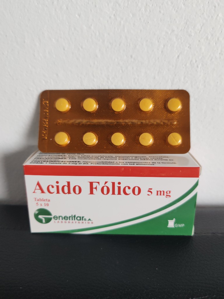 A-4 ACIDO FOLICO 5MG. BLISTER DE 10 TABLETAS. GENERIFAR