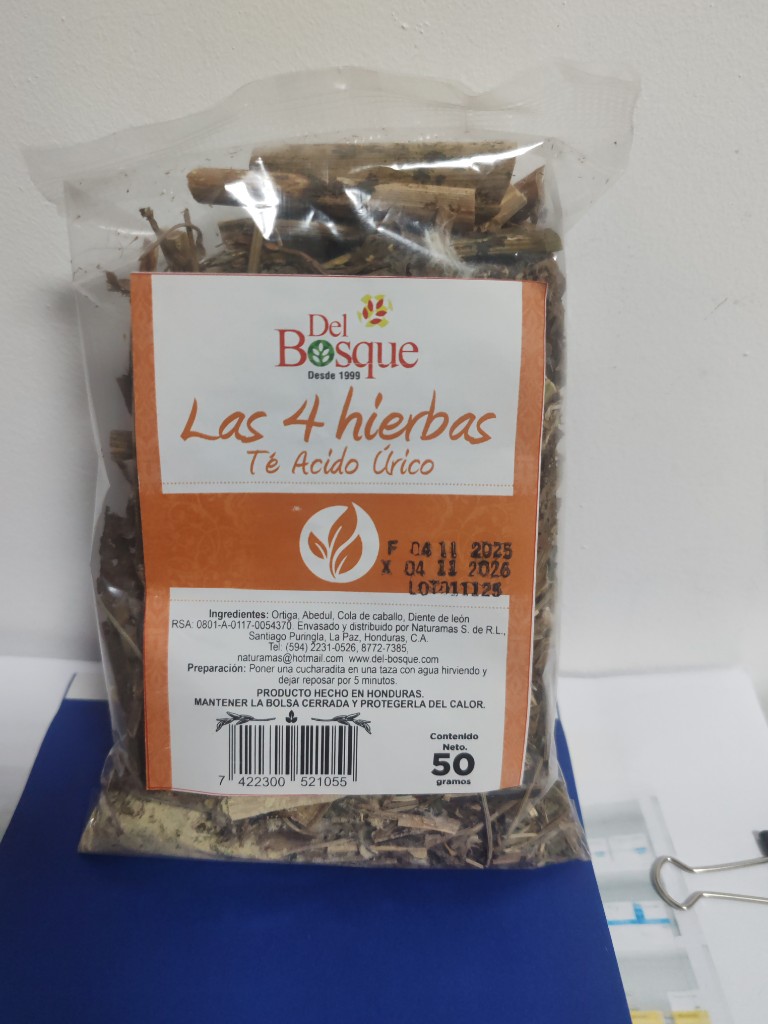 A-6  TE CUATRO HIERBAS ACIDO URICO (50 GRAMOS) - ORTIGA + ABEDUL+ COLA DE CABALLO + DIENTE DE LEON. DEL BOSQUE