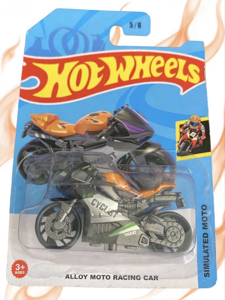 Hot Wheels moto gris y naranja