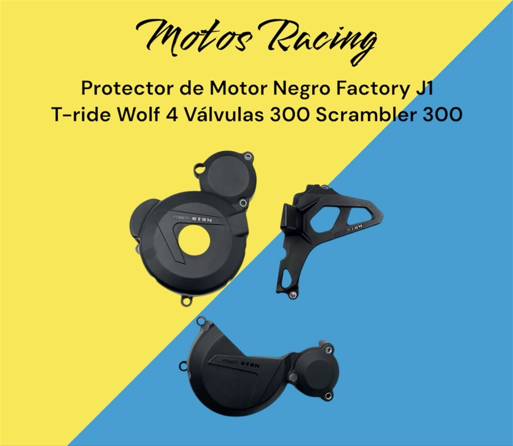 Protector de Motor Negro Factory J1 T-ride Wolf 4 Válvulas 300 Scrambler 300