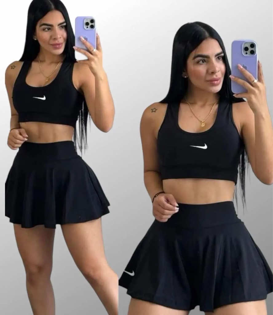 Conjunto nike con pollera pantalón