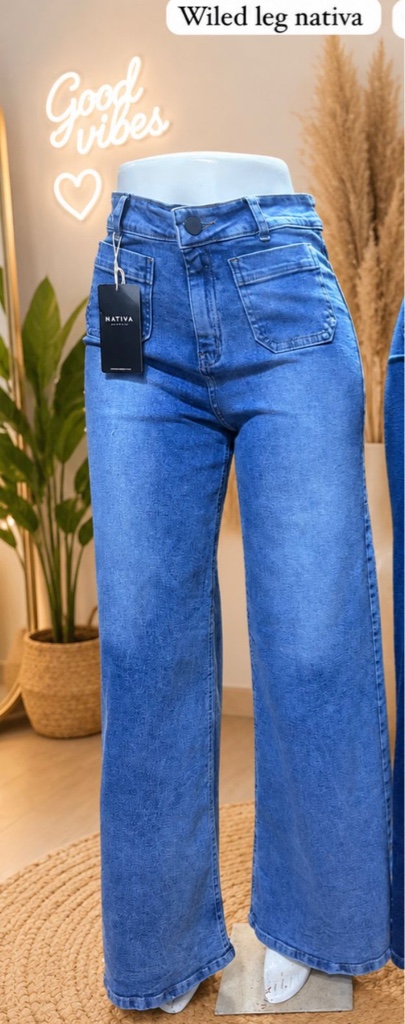 Jeans wide leg elastizado Nativa