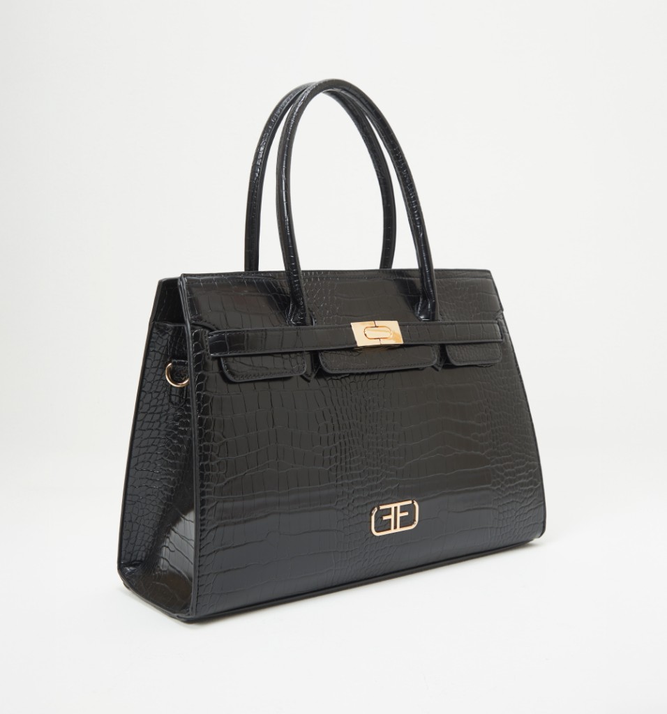 Bolso negro textura cocodrilo