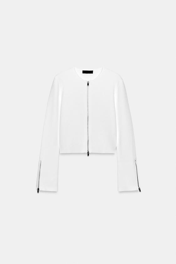 Chaqueta blanca cierre frontal