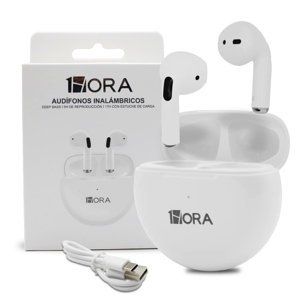 1HORA audifonos inalambricos blancos Aut119