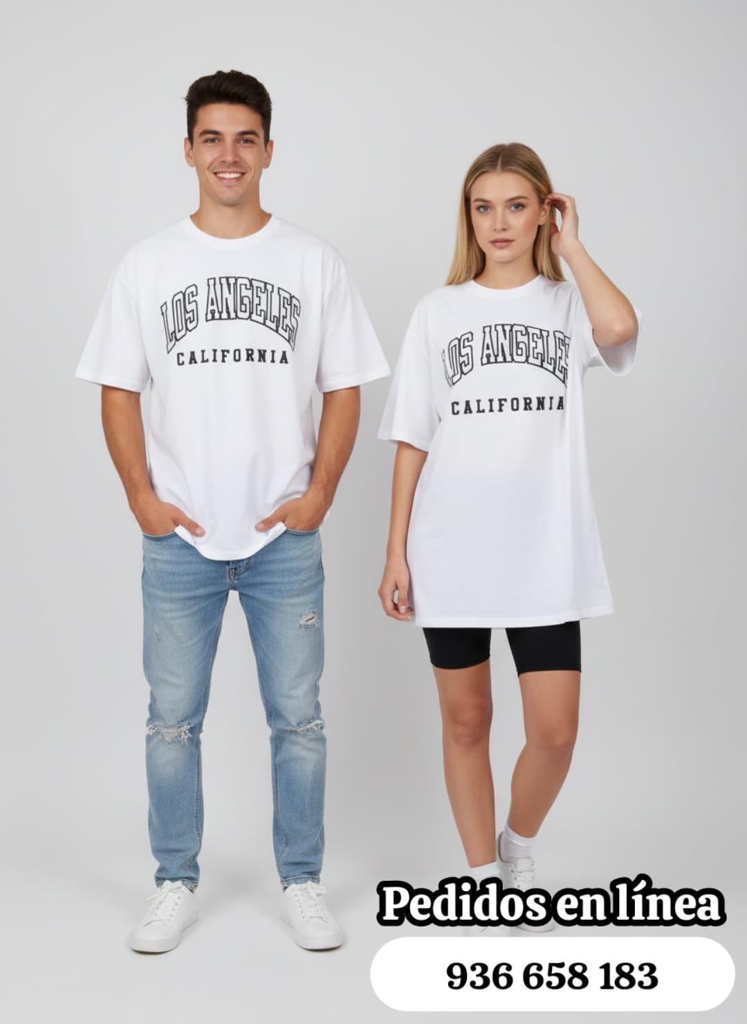 Camiseta oversize Los Angeles California blanca