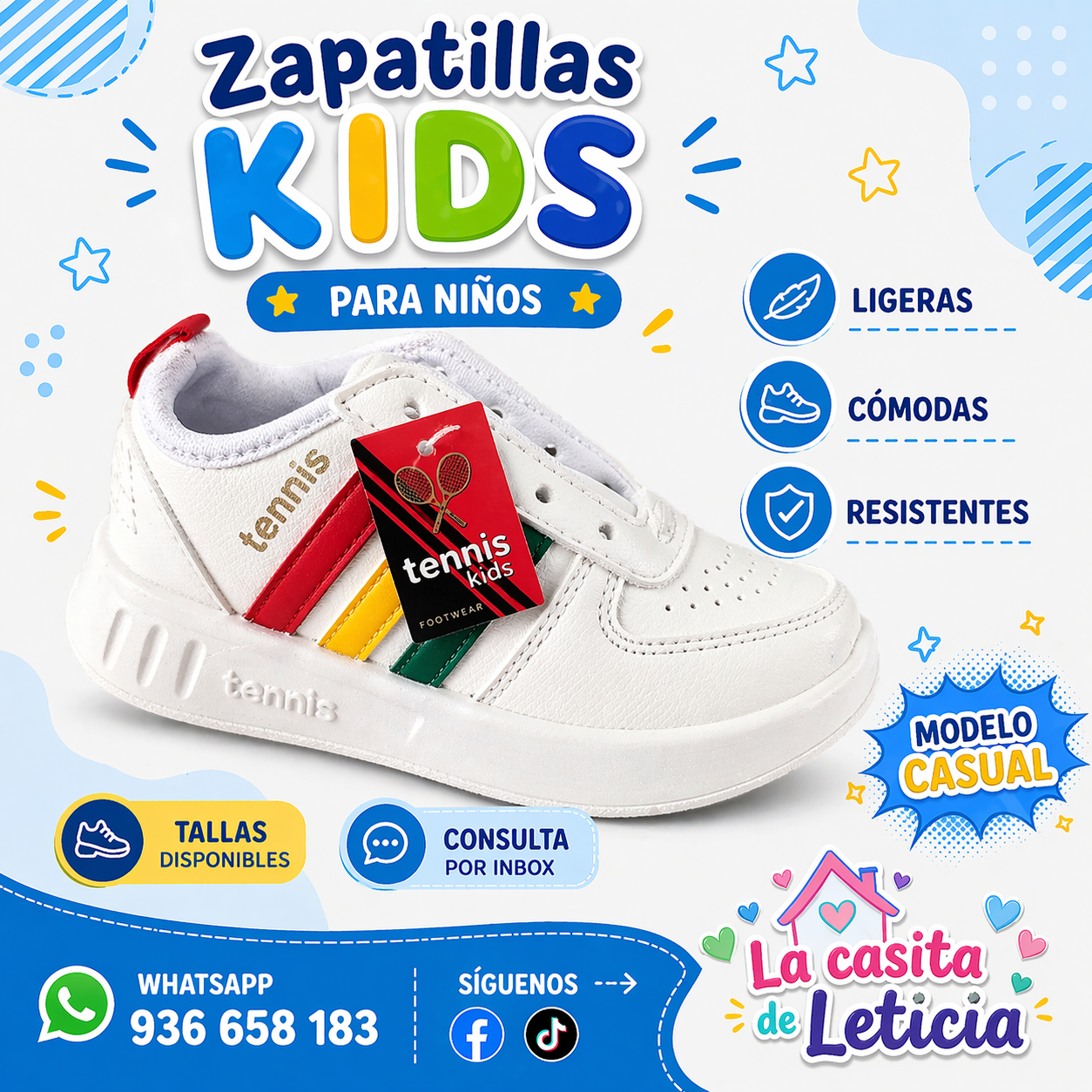 Zapatillas Kids para niños Tennis Kids modelo casual