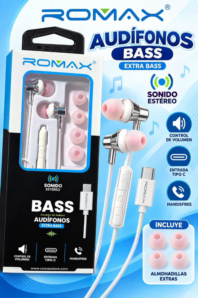 ROMAX audifonos- Entrada Tipo C