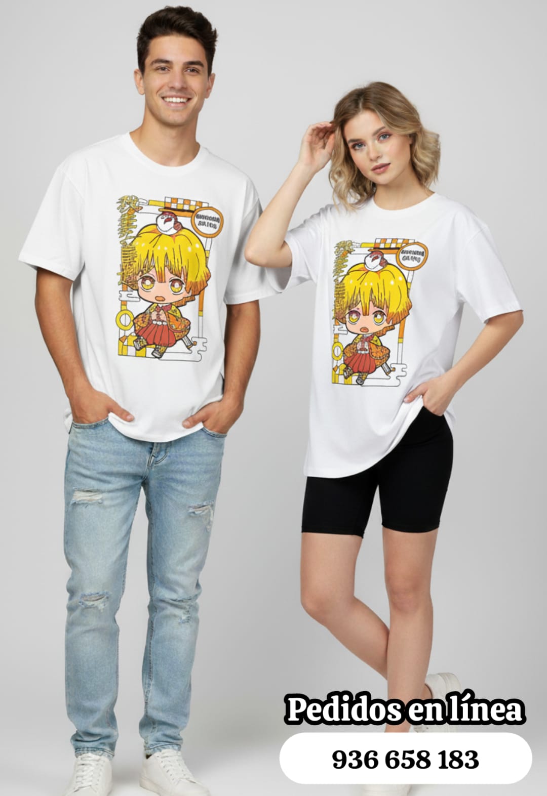 Polo oversize anime Zenitsu blanco