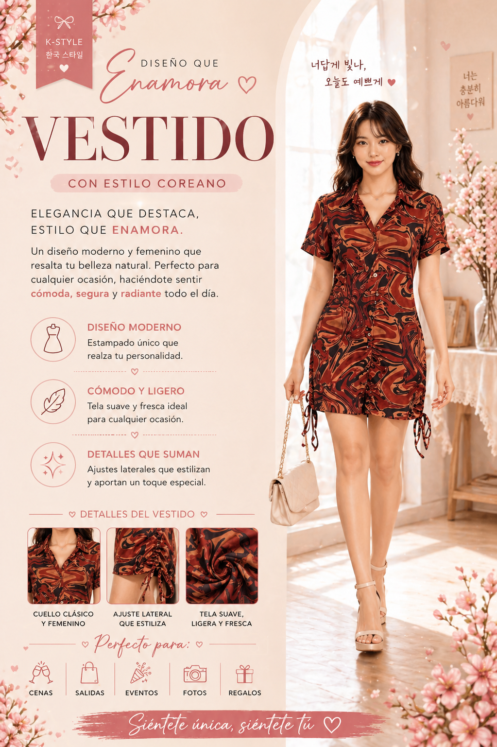 Vestido estilo coreano estampado