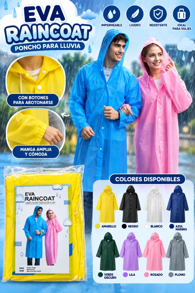 Poncho Impermeable con botones