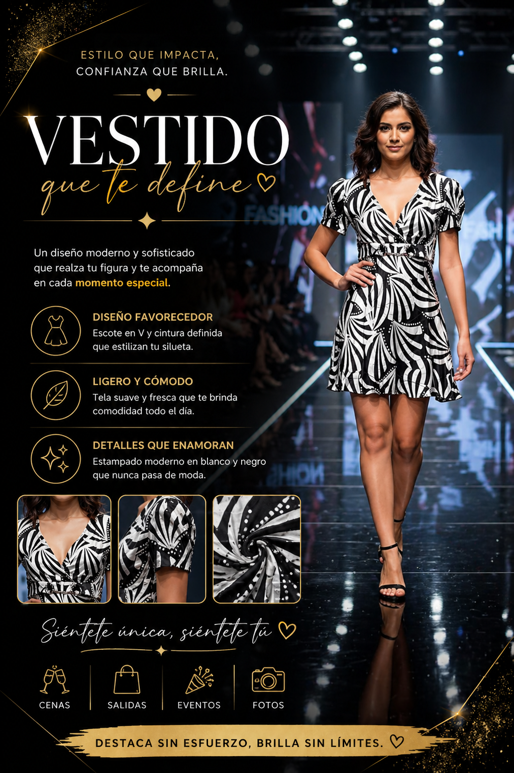 Vestido estampado blanco y negro