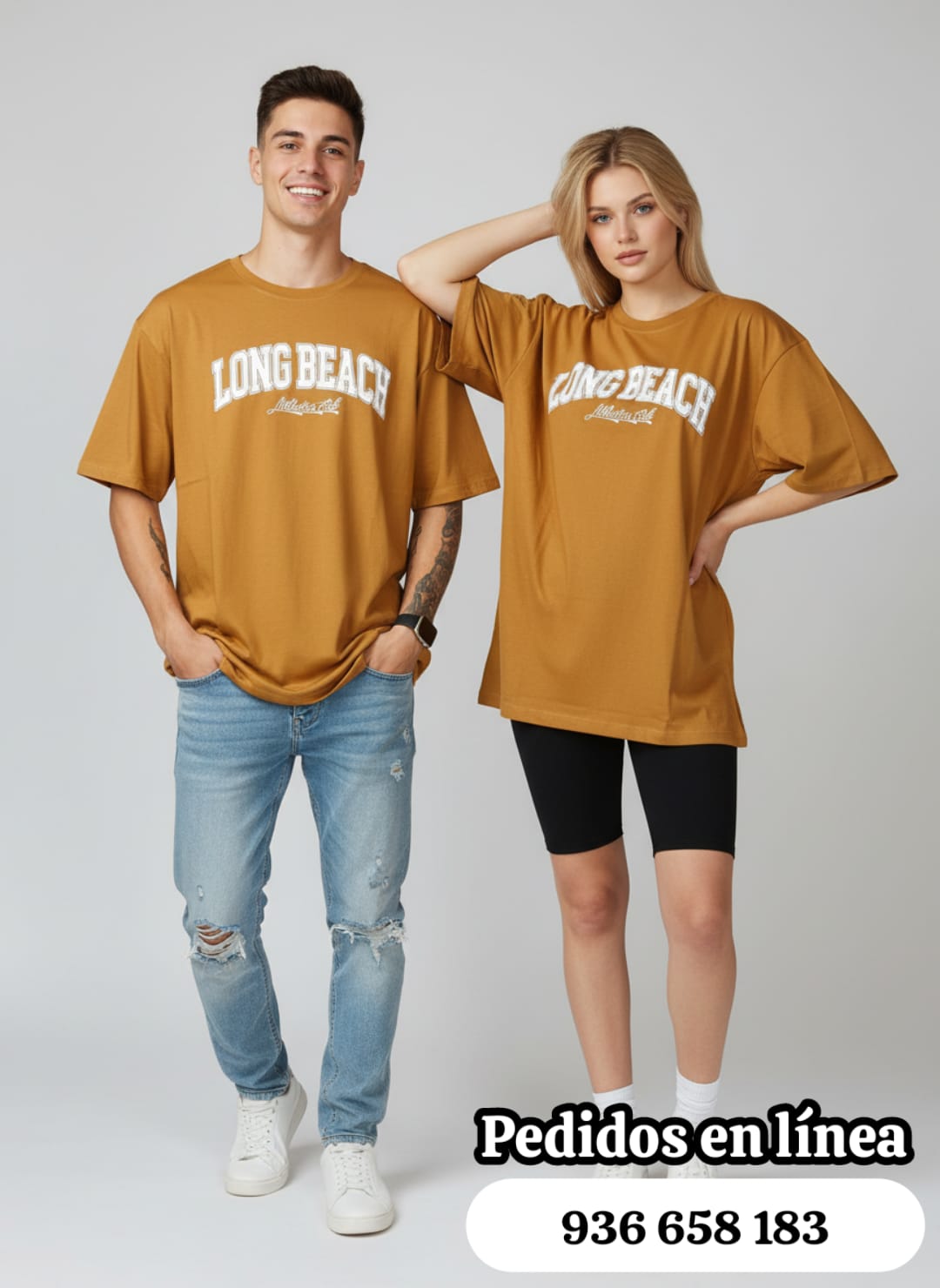 Camiseta Long Beach color mostaza
