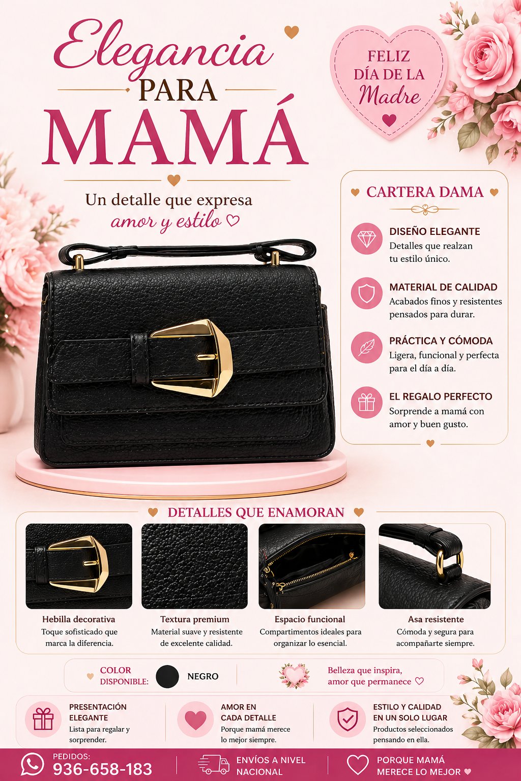Cartera dama  elegante cuero