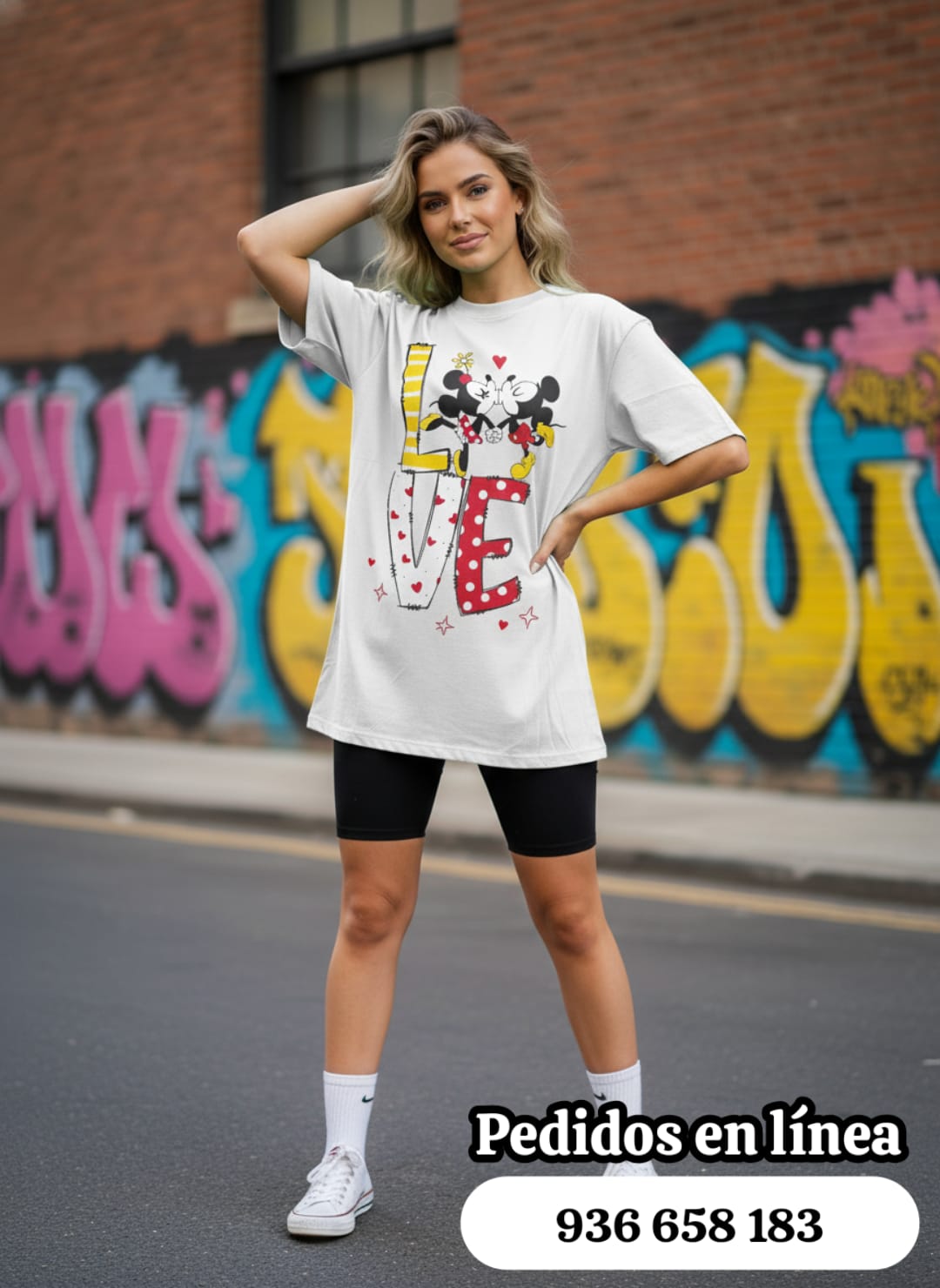 Camiseta oversize blanca estampada LOVE