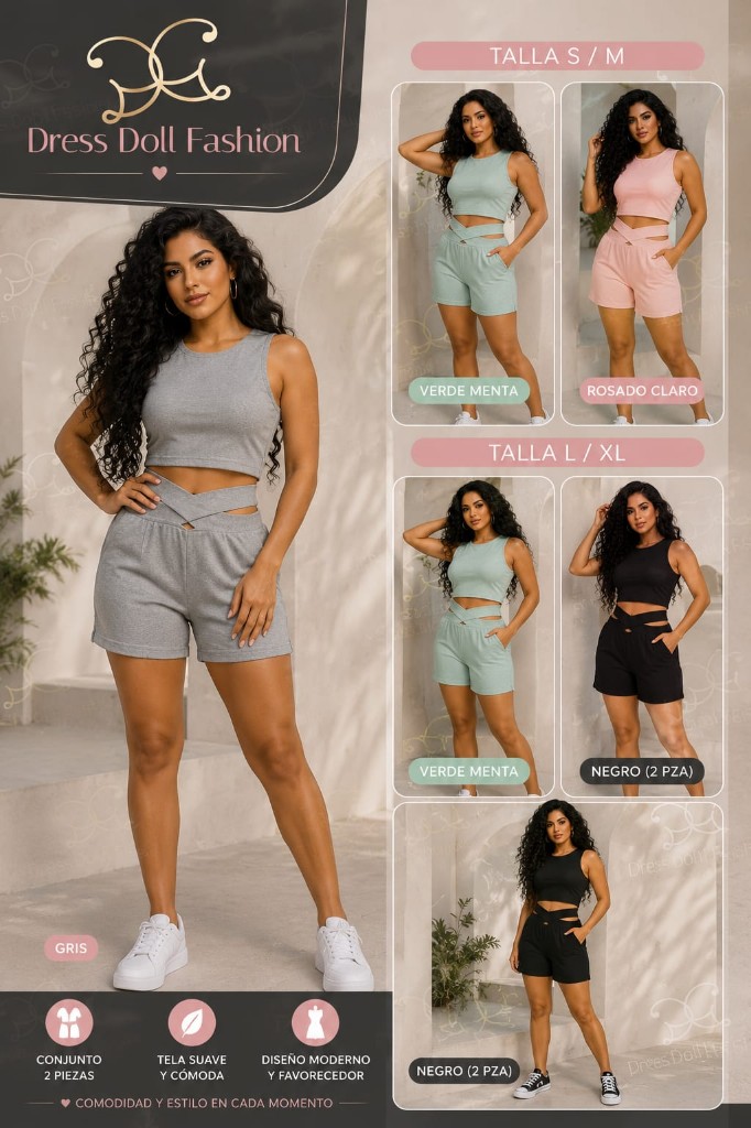 Conj deportivo 2 piezas (Crop top + Short cruzado)