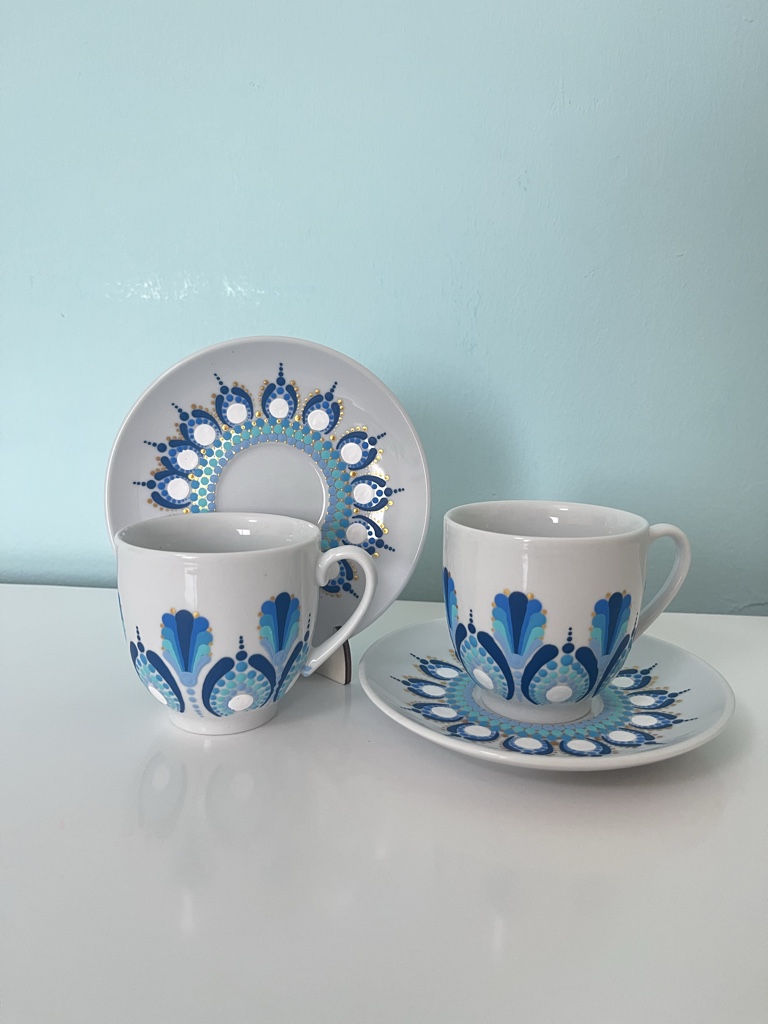 Taza de té mandala azul