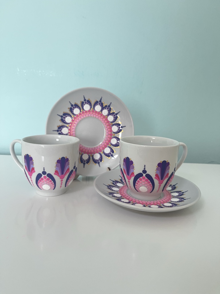 Tazas de té mandala rosa