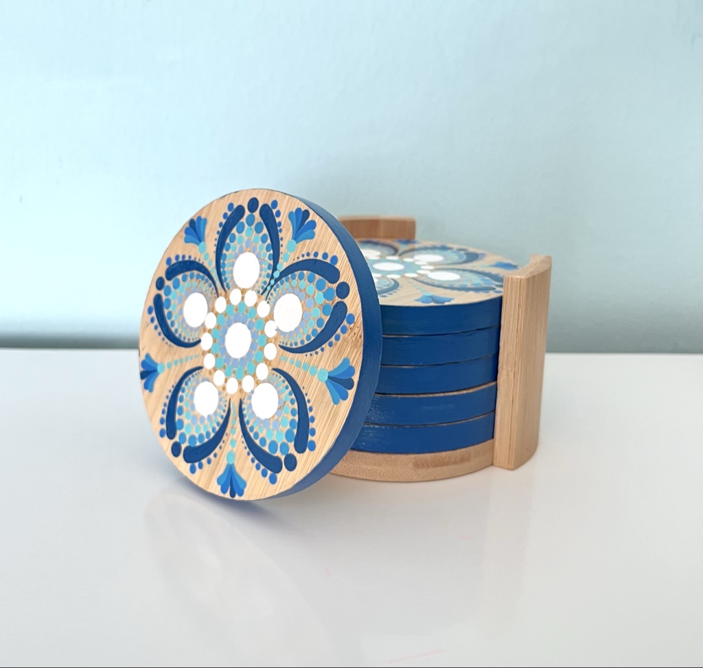 Portavasos Mandala azul