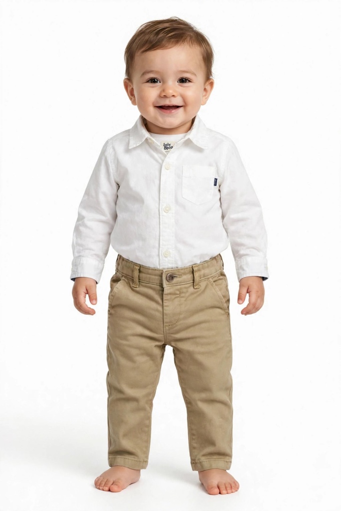 ¡Conjunto Elegante para Príncipe! ✨ Camisa blanca tipo body + Pantalón khaki de vestir Ideal para bautizo, sesión de fotos o domingo elegante 🤍 Talla: [pon la talla, ej: 12-18 meses]