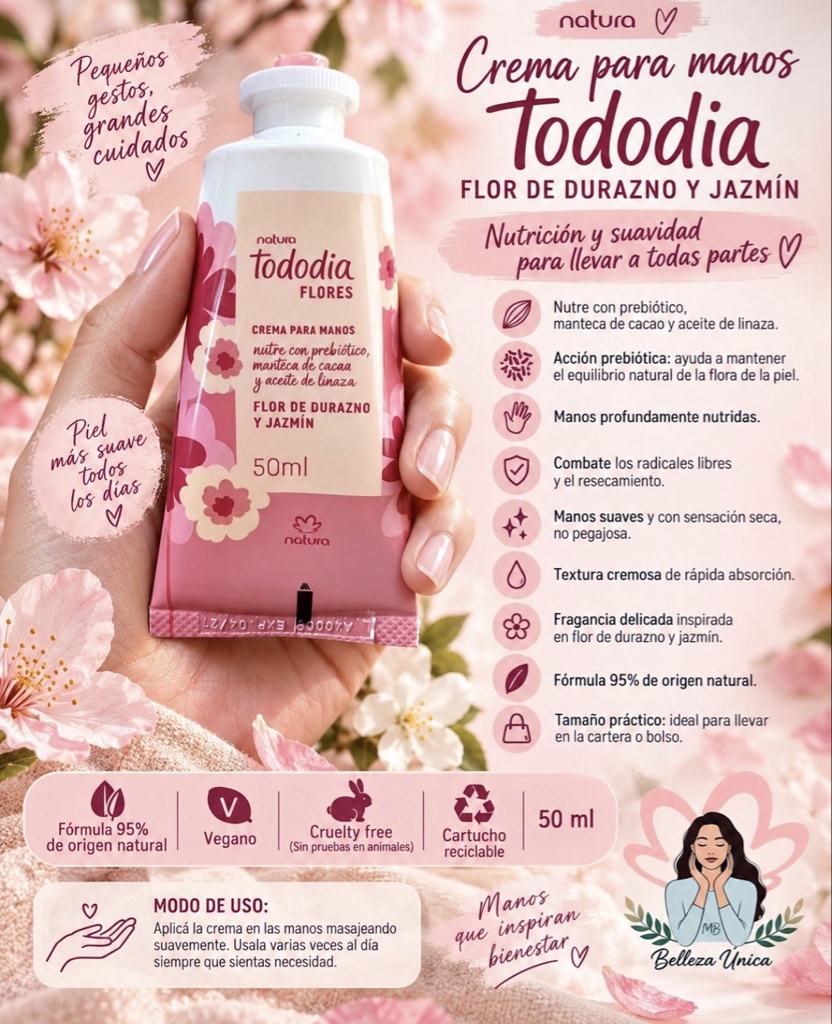 Crema de mano flor de pessego y jasmin