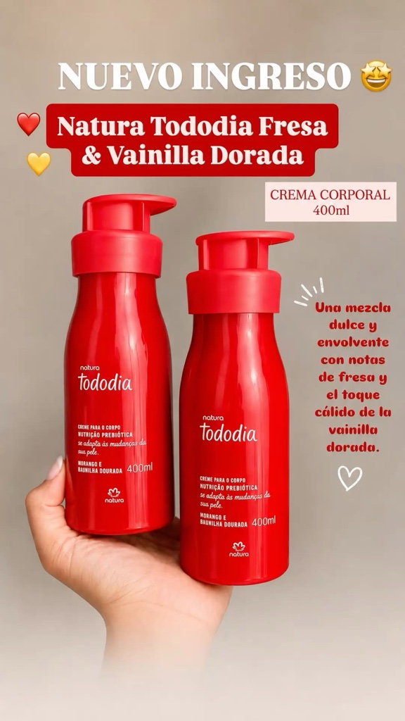Crema  todo dia fresa y vainilla dorada