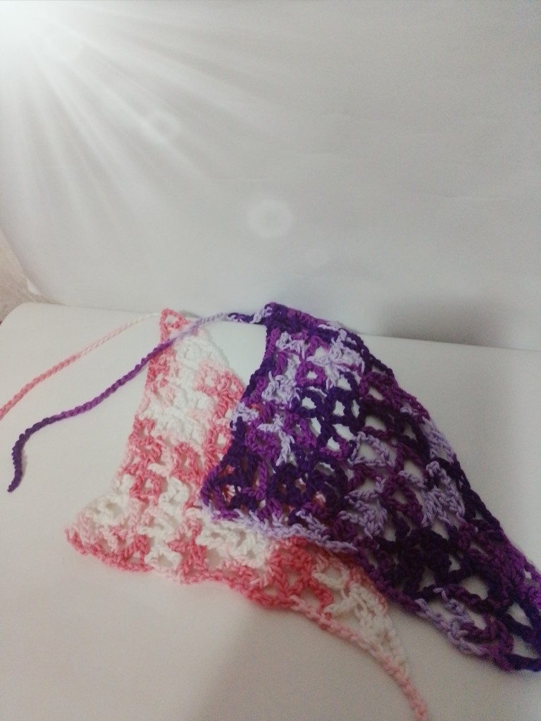 Redecilla crochet morada y rosa