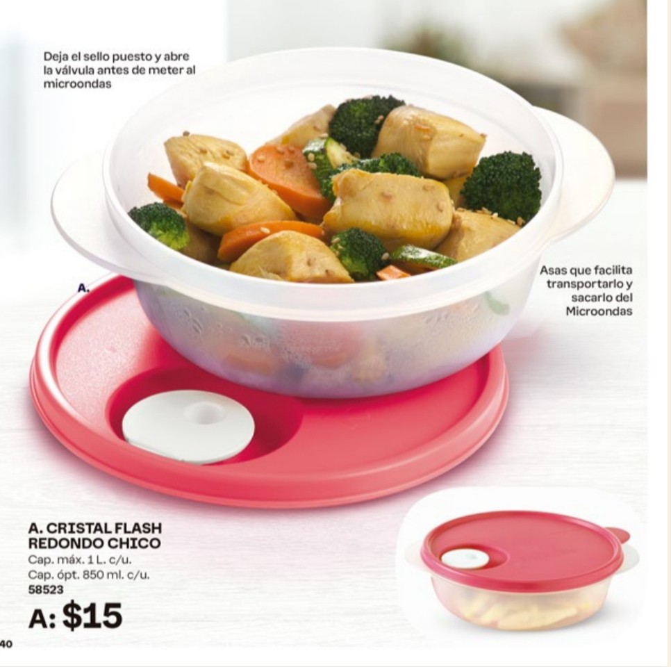 Plato Cristal Flash sin divisiones Traslúcido s/Cereza