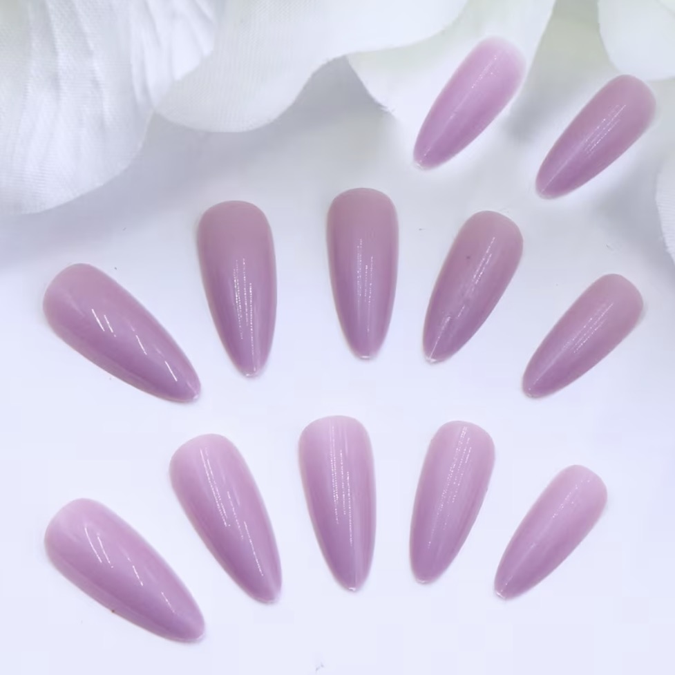 12 Uñas postizas morado G.