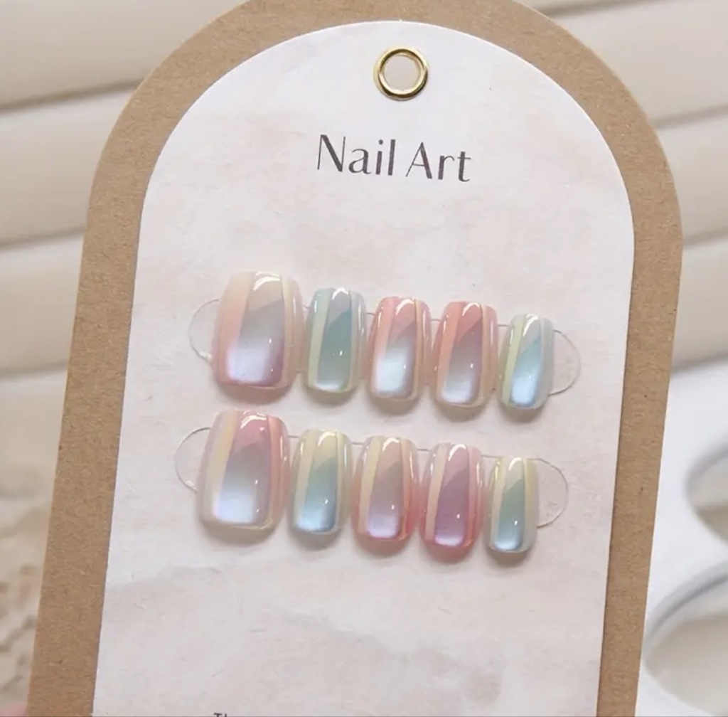 10 uñas postizas Tri color G.