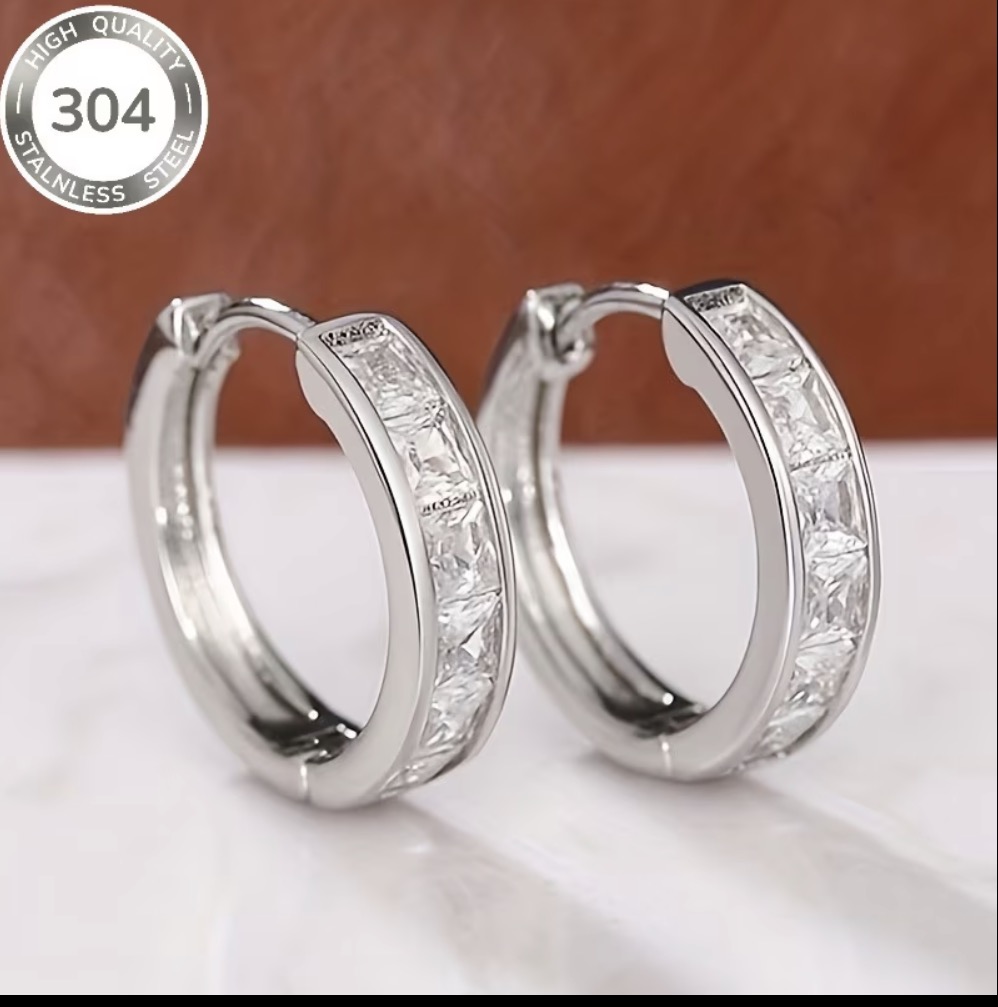 Aretes plateado acero inoxidable G.