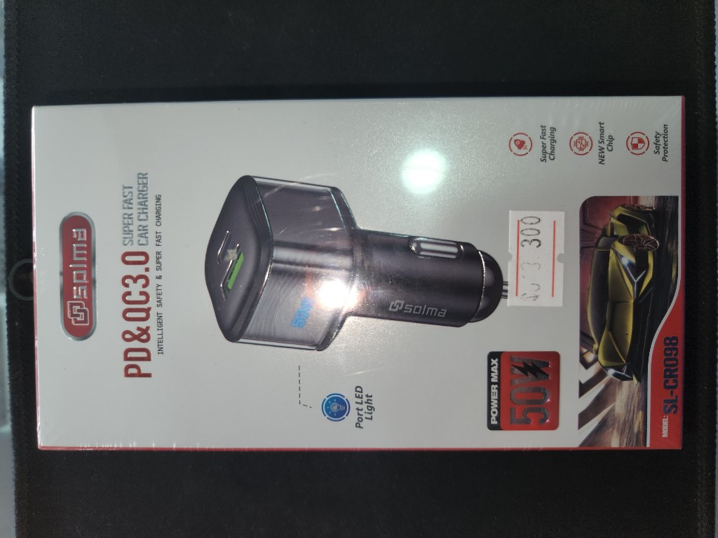 Spima cargador carro PD&QC3.0 negro