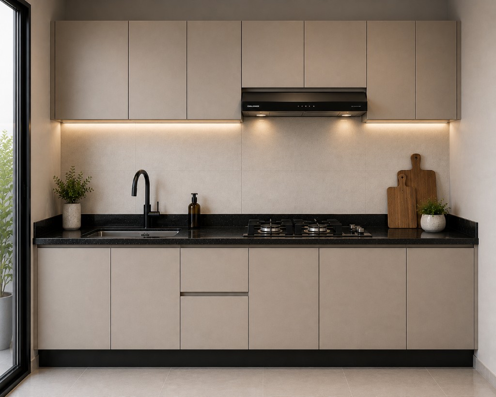 Cocina integral de 2.20 metros con mesón en granito negro San Gabriel