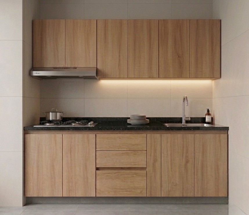 Cocina integral de 2 metros mesón negro San Gabriel